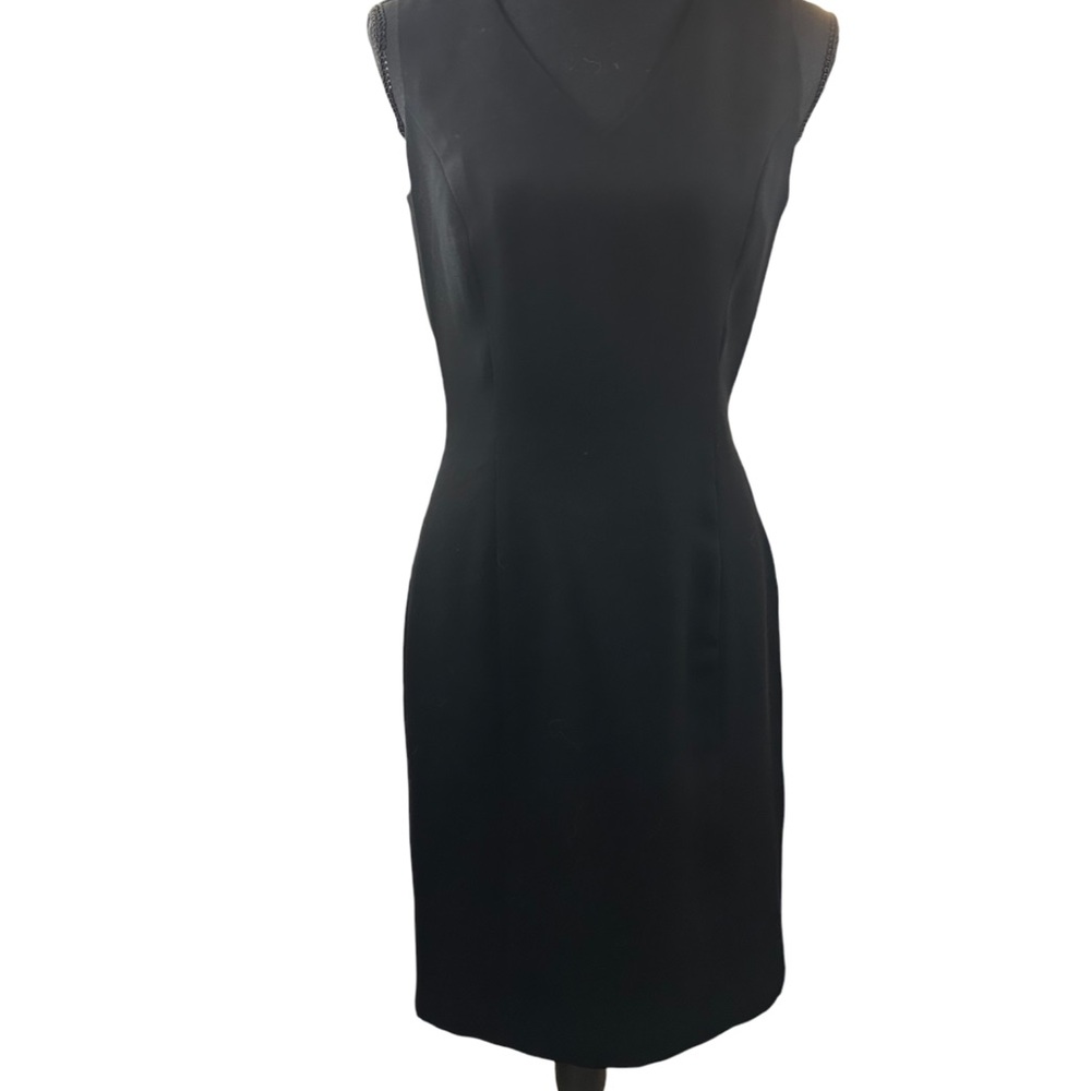 INC International Concepts Black Sleeveless V-Neck Sheath Dress